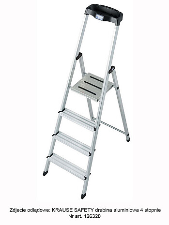 KRAUSE SAFETY drabina aluminiowa 3 stopnie z PÓŁKĄ